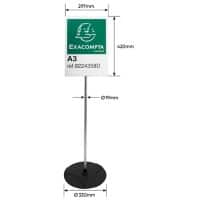 ExaClair Floor Sign Holder A3 Portrait Acrylic, Aluminium Black, Silver Pack of 5