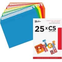 Blake Envelopes Plain C5 229 (W) x 162 (H) mm Adhesive Strip Assorted 120 gsm Pack of 25