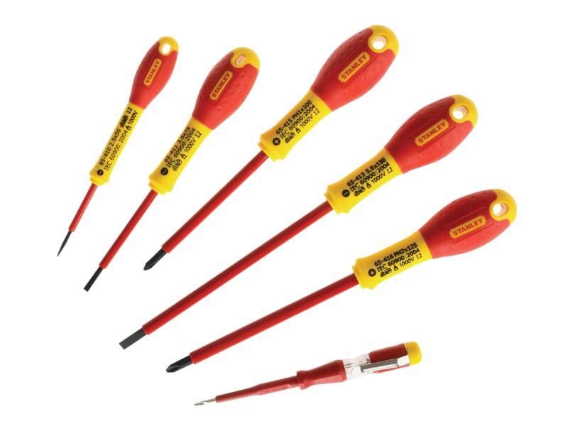 Stanley FatMax VDE Insulated Screwdriver Set SL/PH/Tester Pack of 6