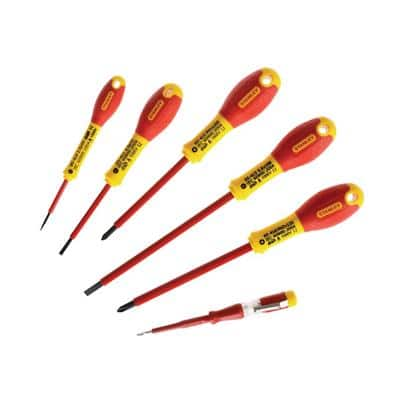 Stanley FatMax VDE Insulated Screwdriver Set SL/PH/Tester Pack of 6