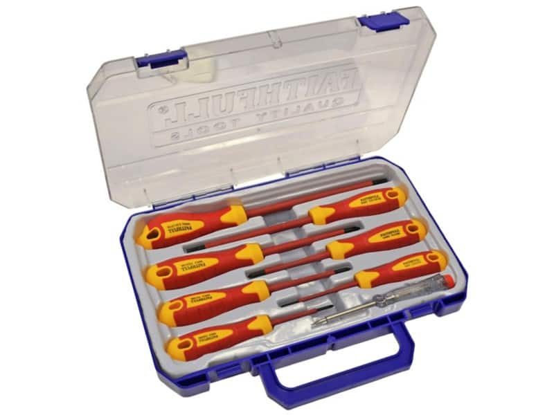 Faithfull VDE Soft Grip Screwdriver Set SL/PZ/PH/Tester Pack of 8