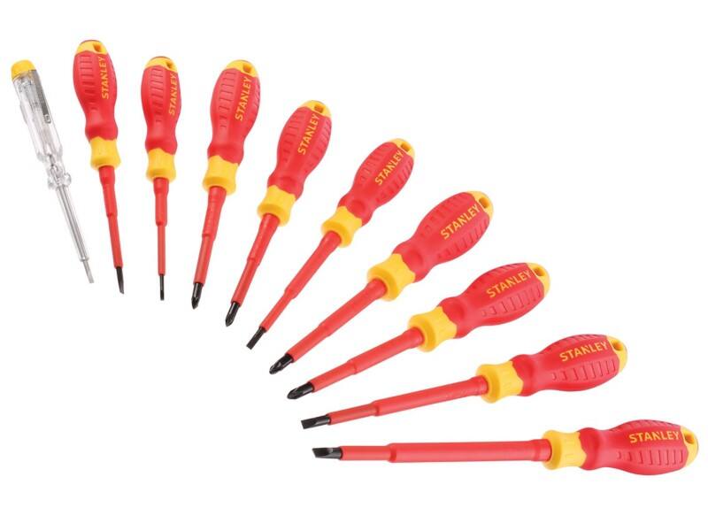 Stanley VDE Slim Screwdriver Set Phillips, PH1, PH2, Slotted STHT60032-0 Set of 10