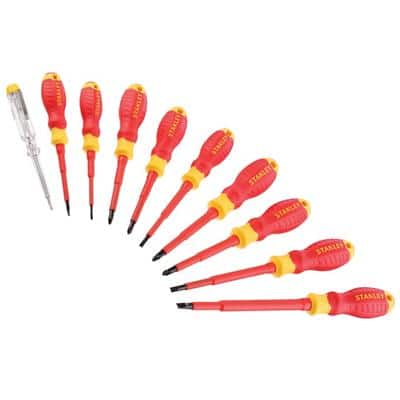 Stanley FatMax VDE Insulated Screwdriver SL/PH/PZ/Tester Set Pack of 10