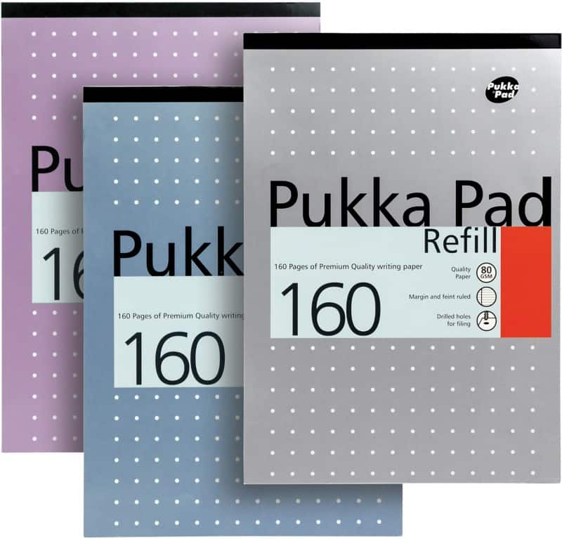 Pukka Pad Notepad Casebound A4 Ruled Cardboard Assorted Perforated 160 Pages 160 Sheets Pack of 3
