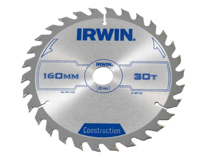 IRWIN Construction Circular Saw Blade 160 x 20 mm x 30T