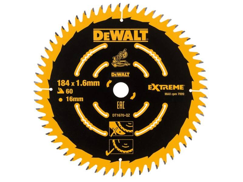 DeWALT Cordless Mitre Saw Blade for DCS365 184 x 16 mm x 60T