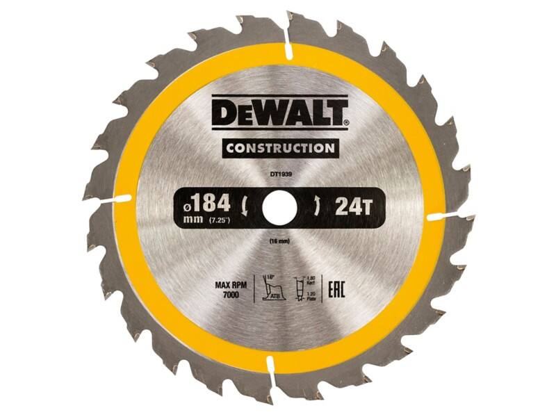 DeWALT Portable Construction Circular Saw Blade 184 x 16 mm x 24T