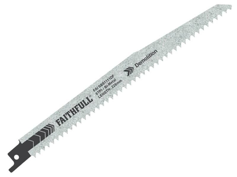 Faithfull Bi-Metal Sabre Saw Blade Demolition S1111DF 228 x 6 TPI Pack of 5