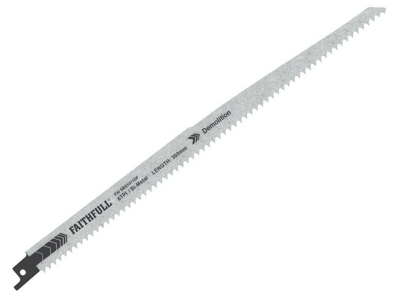 Faithfull Bi-Metal Sabre Saw Blade Demolition S1411DF 300 mm x 6 TPI Pack of 5