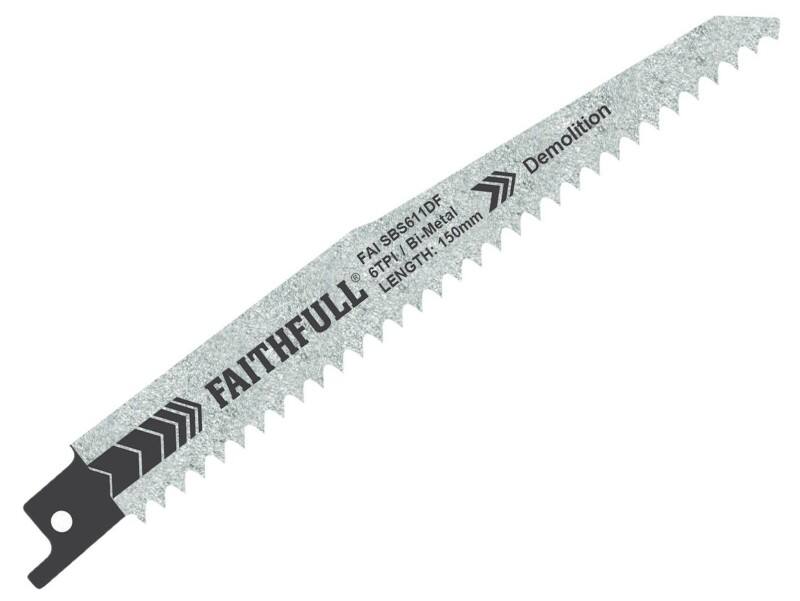 Faithfull Bi-Metal Sabre Saw Blade Demolition S611DF 150 mm x 6 TPI Pack of 5