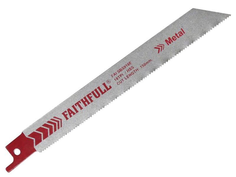 Faithfull Sabre Saw Blade for Metal Cutting S918E 150 mm x 18 TPI Pack of 5