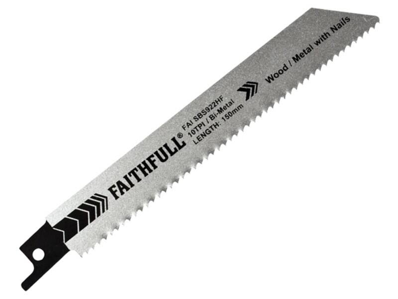 Faithfull Bi-Metal Sabre Saw Blade Demolition S611DF 150 mm x 10 TPI Pack of 5