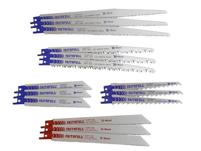 Faithfull Sabre Saw Blade Set Pack of 15