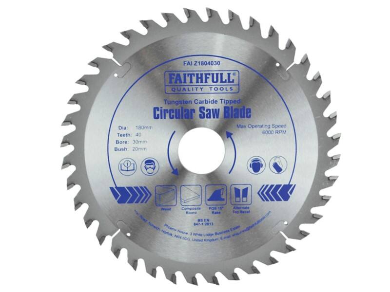 Faithfull TCT Circular Saw Blade 180 x 30 mm x 40T