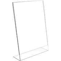 Seco Freestanding Slanted Sign Holder A5 148 x 35 x 210mm Transparent L Shaped Acrylic Pack of 25
