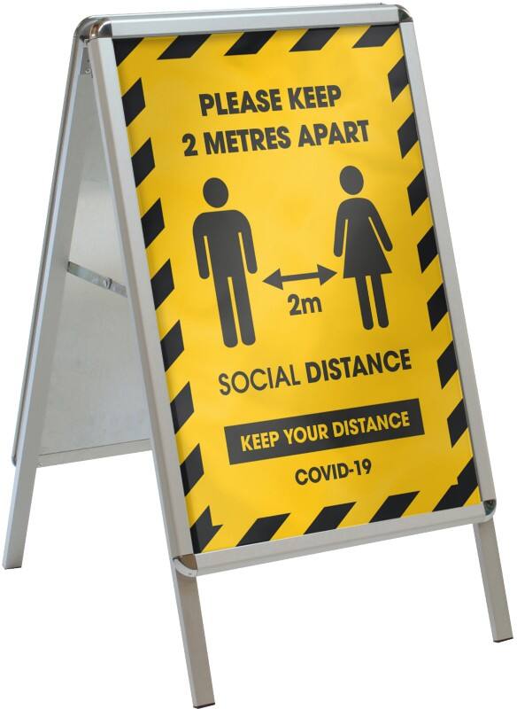 Seco Pavement Sign Freestanding A2 Aluminium, Galvanised Steel, PVC (Polyvinyl Chloride) Grey