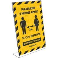 Seco Freestanding L Shape Sign Holder A4 210 x 40 x 297mm Acrylic Clear Pack of 25