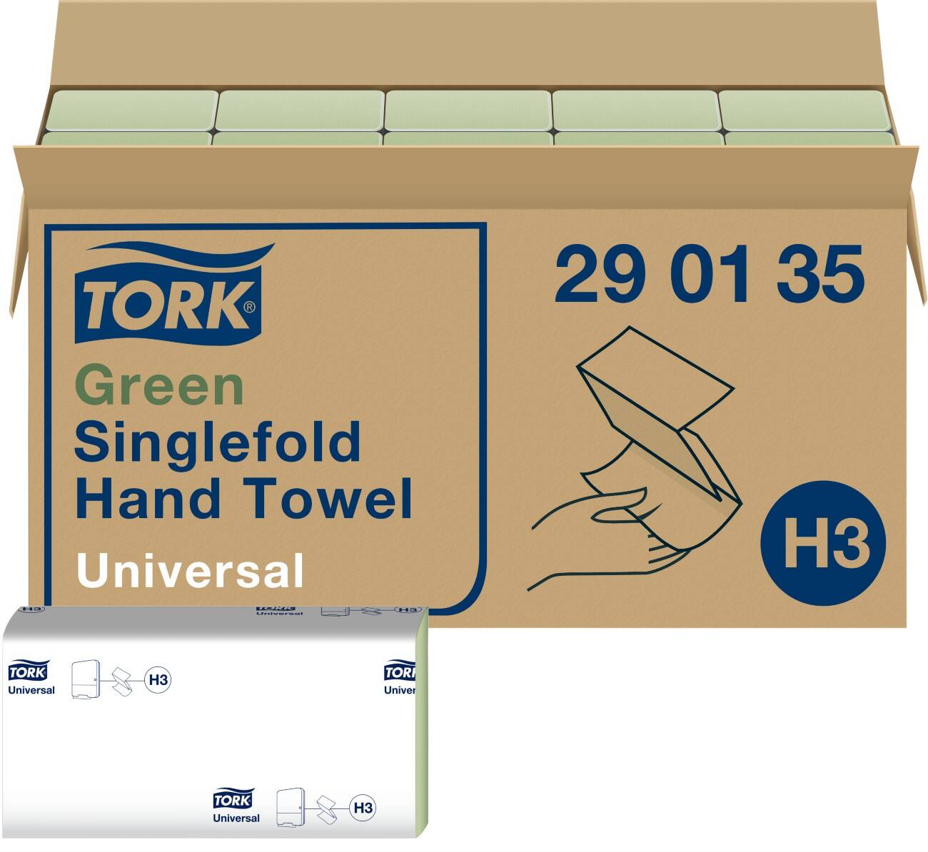 Tork Hand Towels H3 Universal 1 Ply C-fold Green Pack of 20