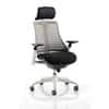 Dynamic Synchro Tilt Task Operator Chair Height Adjustable Arms Flex Grey Back, White Seat, White Frame With Headrest Medium Back
