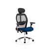 Dynamic Basic Tilt Executive Chair Height Adjustable Arms Sanderson II Black Back, Stevia Blue Seat With Headrest High Back