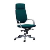 Dynamic Basic Tilt Visitor Chair Fixed Arms Xenon Maringa Teal Seat, White Shell With Headrest High Back