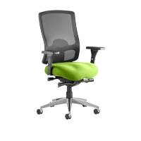 Dynamic Synchro Tilt Task Operator Chair Height Adjustable Arms Regent Black Back, Myrrh Green Seat Without Headrest High Back