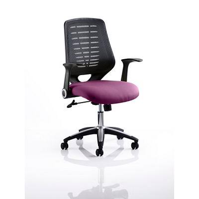 Dynamic Tilt & Lock Task Operator Chair Folding Arms Relay Black Back, Tansy Purple Seat Without Headrest Medium Back