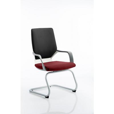 Dynamic Visitor Chair Fixed Arms Xenon Black Back, Ginseng Chilli Seat, White Shell Without Headrest Medium Back