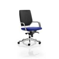Dynamic Basic Tilt Visitor Chair Fixed Arms Xenon Black Back, Stevia Blue Seat, White Frame Without Headrest Medium Back