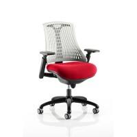 Dynamic Synchro Tilt Task Operator Chair Height Adjustable Arms Flex White Back, Bergamot Cherry Seat, Black Frame Without Headrest Medium Back