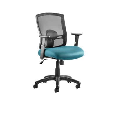 Dynamic Basic Tilt Task Operator Chair Height Adjustable Arms Portland Black Back, Maringa Teal Seat Without Headrest Medium Back