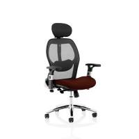 Dynamic Basic Tilt Executive Chair Height Adjustable Arms Sanderson II Black Back, Ginseng Chilli Seat With Headrest High Back