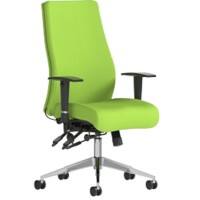 Dynamic Independent Seat & Back Posture Chair With Green Fabric Height Adjustable Arms Onyx Without Headrest High Back