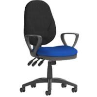 Dynamic Independent Seat & Back Task Operator Chair Loop Arms Eclipse Plus XL Black Back, Stevia Blue Seat Without Headrest High Back