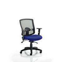 Dynamic Basic Tilt Task Operator Chair Height Adjustable Arms Portland II Black Back, Stevia Blue Seat Without Headrest Medium Back