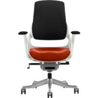 Dynamic Synchro Tilt Executive Chair Height Adjustable Arms Zure Black Back, Orange Seat, White Frame Without Headrest High Back