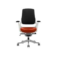 Dynamic Synchro Tilt Executive Chair Height Adjustable Arms Zure Black Back, Orange Seat, White Frame Without Headrest High Back