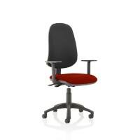 Dynamic Independent Seat & Back Task Operator Chair Height Adjustable Arms Eclipse Plus XL Black Back, Ginseng Chilli Seat Without Headrest High Back