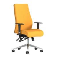 Dynamic Independent Seat & Back Posture Chair With Yellow Fabric Height Adjustable Arms Onyx Without Headrest High Back