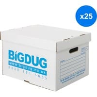 BiGDUG Archive Boxes White Cardboard 265(H) x 338(W) x 445(D) mm Pack of 25