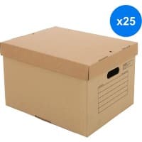 BiGDUG Archive Box with Lid Standard Cardboard 265(H) x 338(W) x 445(D) mm Brown Pack of 25