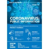 Health & Safety Poster Corona Virus: Public Health Plastic Blue 19.7 x 42 cm