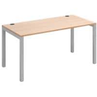 Rectangular Straight Single Desk with Beech Coloured Melamine & Steel Top and Silver Frame 4 Legs Connex 1400 x 800 x 725 mm