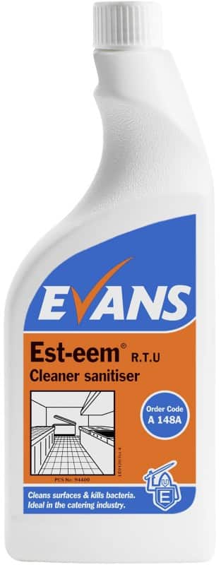 Evans Vanodine Cleaner and Sanitiser Est-eem RTU Unperfumed 750ml Pack of 6
