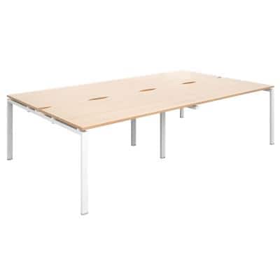Dams International Rectangular Double Back to Back Desk with Beech Coloured Melamine Top and White Frame 4 Legs Adapt II 2800 x 1600 x 725mm