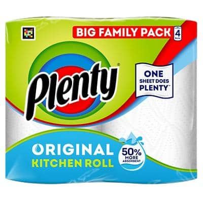 Plenty The Original One Kitchen Roll 2 Ply 8441014 4 Rolls of 100 Sheets