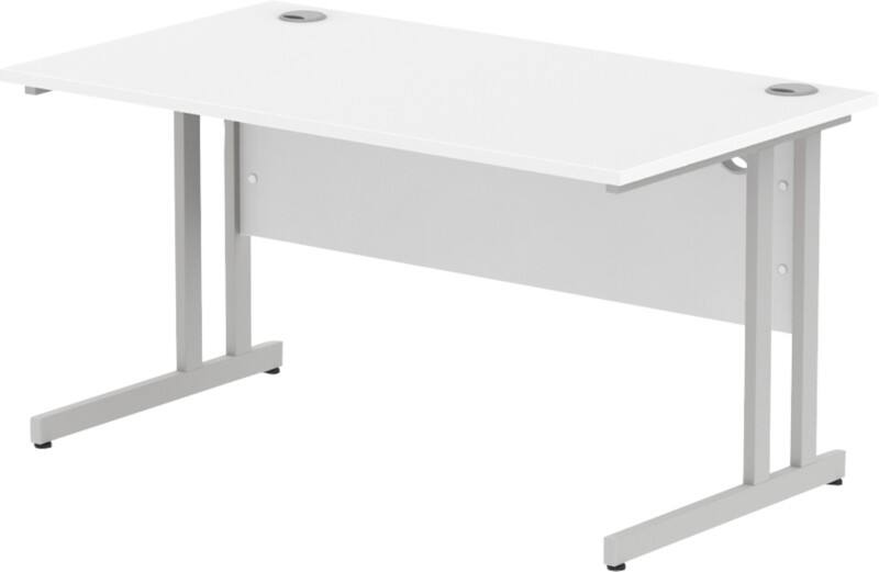dynamic Impulse Straight Desk Rectangular White Cantilever 1,400 (W) x 800 (D) x 730 (H) mm MFC (Melamine Faced Chipboard)