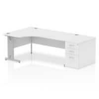Dynamic Wave Left Hand Office Desk White MFC Cable Managed Cantilever Leg Grey Frame Impulse 2230/1200 x 800/600 x 730mm