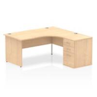 Dynamic Corner Left Hand Desk Maple MFC Cable Managed Cantilever Leg Grey Frame Impulse 2030/1200 x 800/600 x 730mm