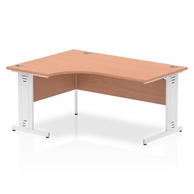 Dynamic Radial Right Hand Crescent Desk Oak MFC Cable Managed Cantilever Leg White Frame Impulse 1600/1200 x 600/800 x 730mm
